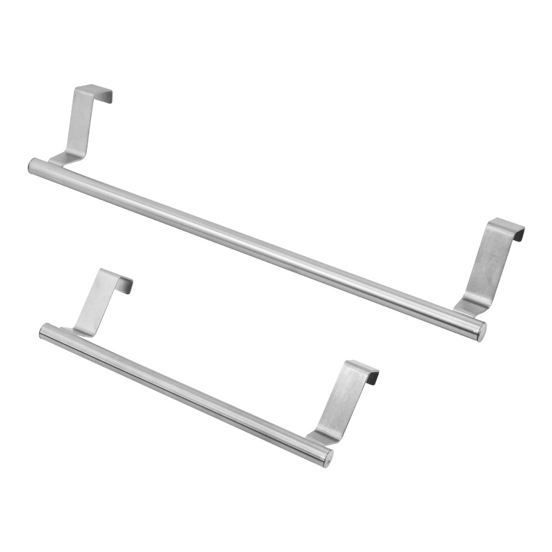 Non-perforated Stainless Steel Towel Rack Household Cabinet Door Hook Rack Bathroom Single Pole Towel Bar Bath Towel Rack Wholesale