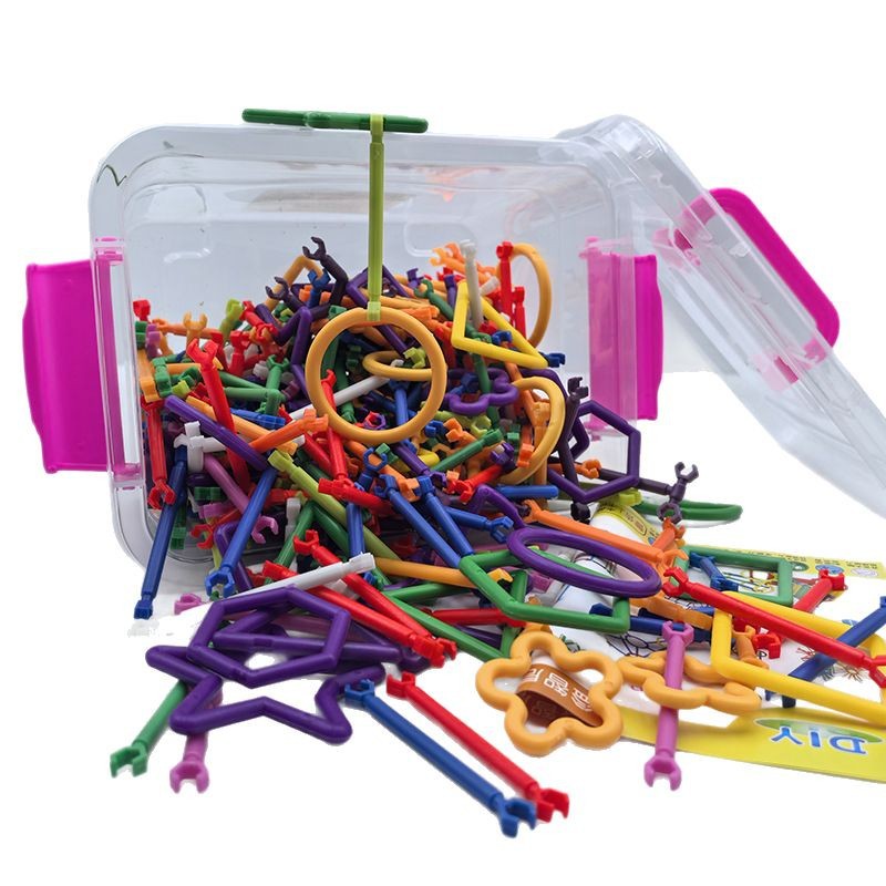 Square barrel snowflake building blocks smart stick children's educational assembly baby early education toys kindergarten wholesale