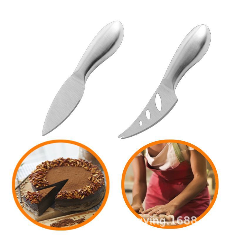 Manufacturer in stock cheese knife suit all stainless steel butter knife pizza knife cheese fork cheese cake cutting knife fork