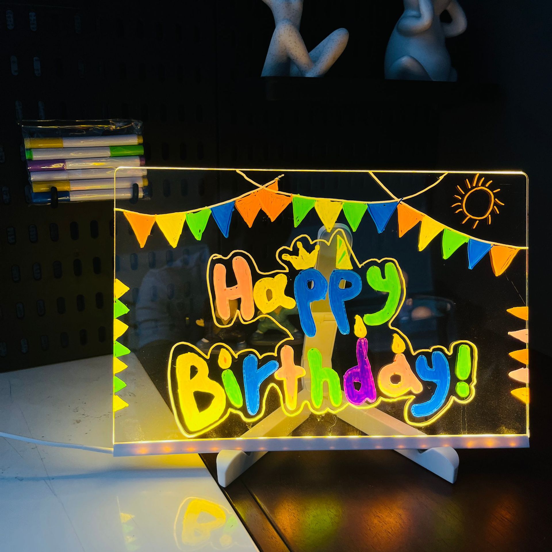 Cross-Border Erasable DIY Kidsren's Drawing Board Luminous Handmade Toy Writing Board Blackboard Large Halloween Ornament Set
