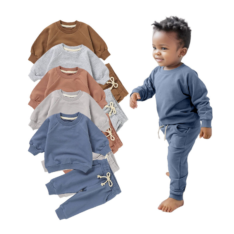 Foreign Trade Children's Sweatshirts Organic Cotton Children's Suits Baby Sweatshirts Baby Children's Pullovers Cross-Border Children's Sweatshirts