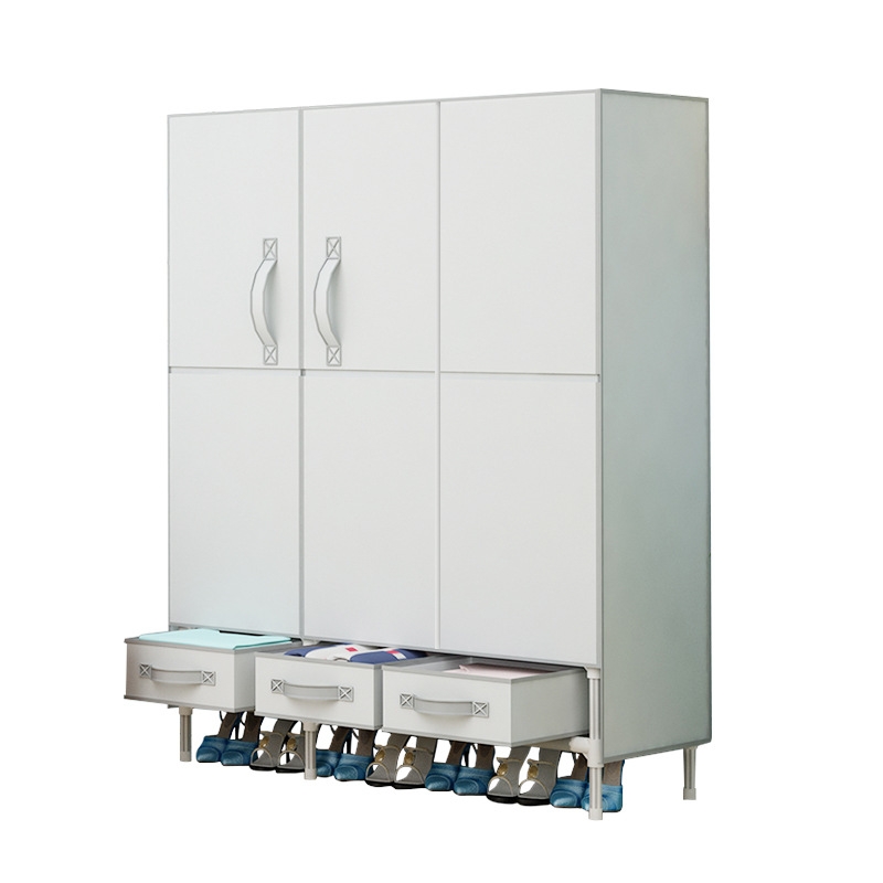 Wholesale Dropshipping Door-Opening Simple Cloth Wardrobe for Home Hanging Clothes Fabric Wardrobe 112cm Delivery 3 Storage Boxes