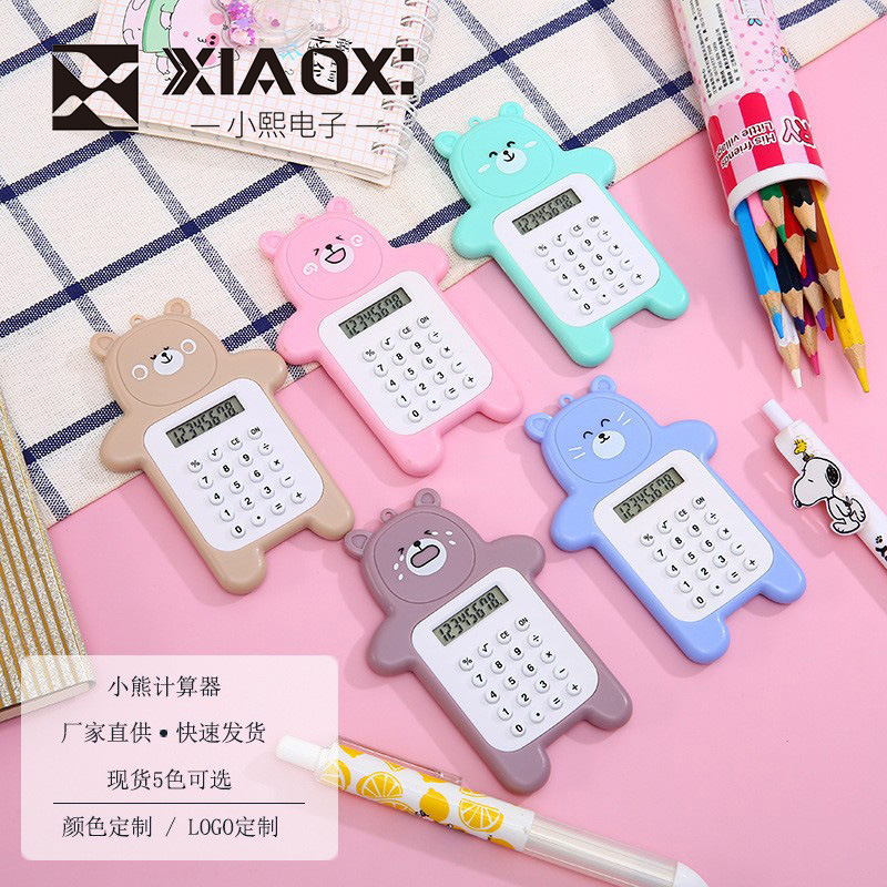 Мини-калькулятор в виде мультфильма, милый медведь, портативный, оптовая продажа