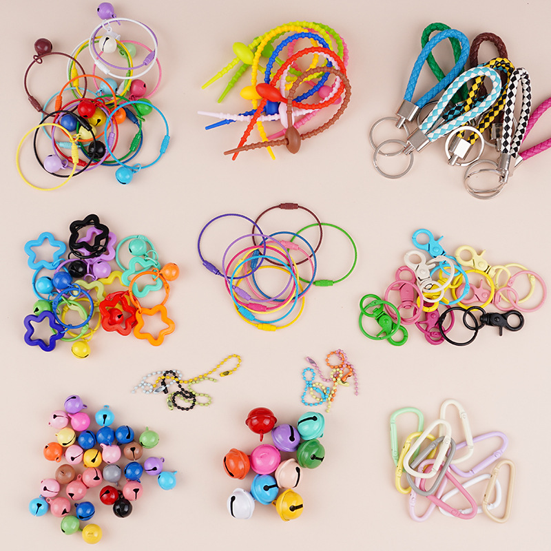 Металлические аксессуары для ключей, проволочные кольца, дверные зажимы, силиконовые ремешки, кожаные подвески