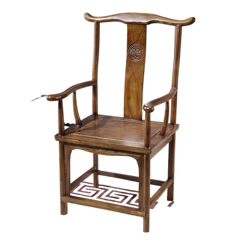 Solid Wood Chinese-Style Armchair, Tea Table with Chair, Home Office Dual-Use Taishi Chair, Roll Book Chair, Official Hat Chair, Crescent Chair