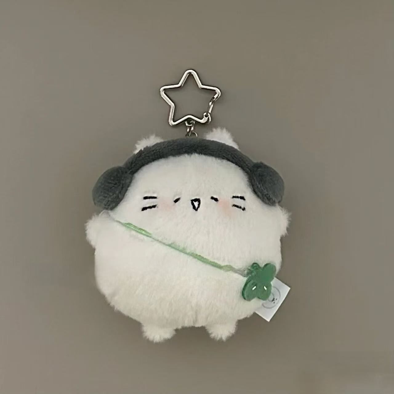 Cute Chubby Kitten Egg Four-Leaf Clover Kitten Plush Pendant Super Cute Book Pendant Keychain Pendant