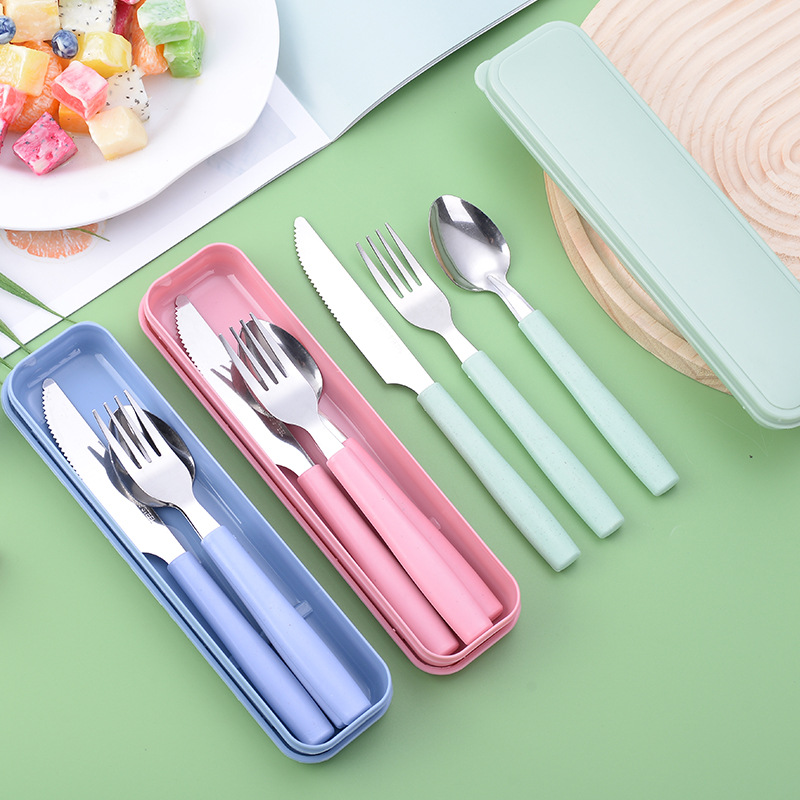 Cross-Border Western-Style Stainless Steel Portable Tableware Three-Piece Set Spoon and Fork Table Knife Outdoor Company Gift Fork Exquisite Set