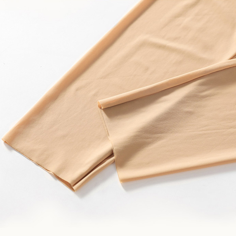 Spring and Autumn women's ultra-thin seamless underwear low collar long sleeve bottoming shirt flesh color inner top ice silk tights skin bottom clothes