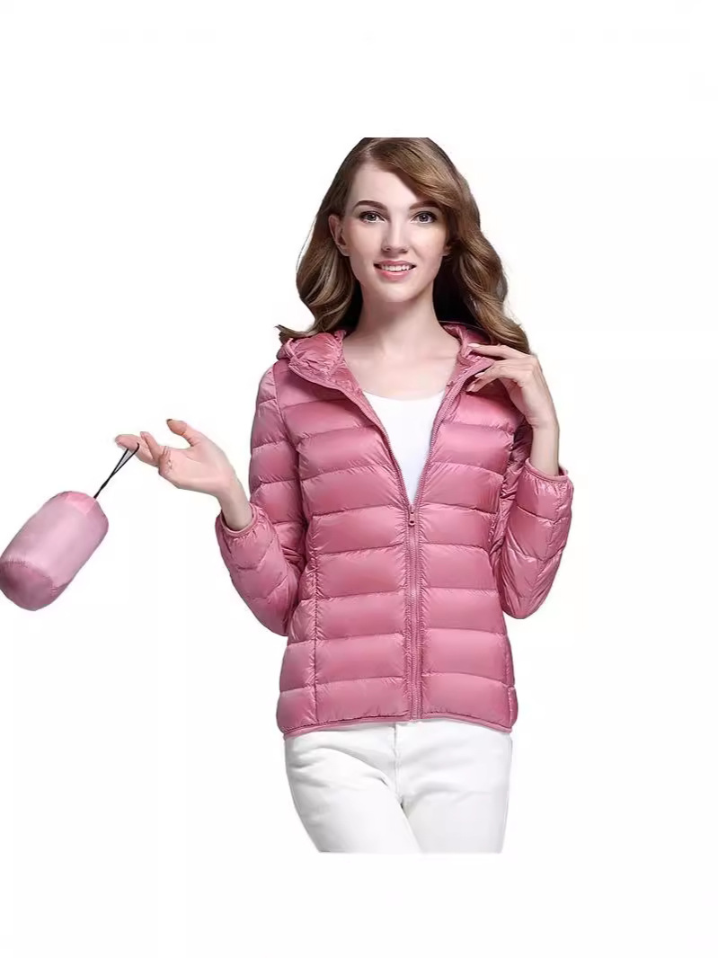 2024 New Thin down Jacket Women's Hooded Korean Style Short Women's White Duck down Lightweight down Jacket Women's Wholesale