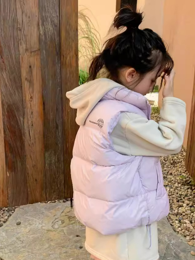 Детский пуховик 2024 года для мальчиков и девочек, средний и большой размер, вертикальный воротник, белый утиный пух, верхняя одежда