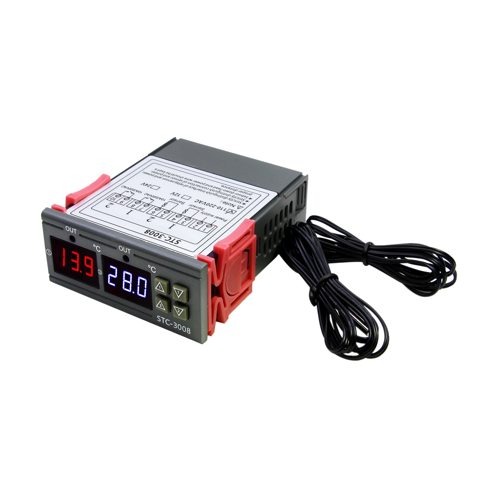 STC-3008 computer digital display intelligent dual-control electronic thermostat dual-display dual-temperature adjustable temperature controller switch