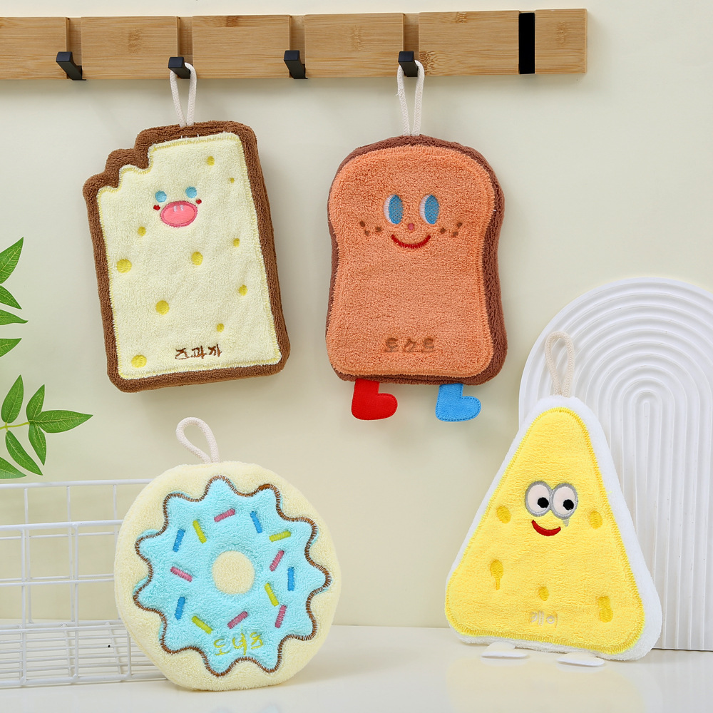 Полотенце для рук с милым мультяшным сыром и тостом, висячее, абсорбирующее, маленькое для детей