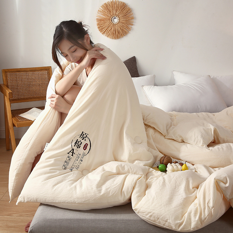 New Class A Raw Cotton Soybean Fiber Quilt Thickened Warm Spring Autumn Summer Quilt Single Double Activity Gift Winter Quilt