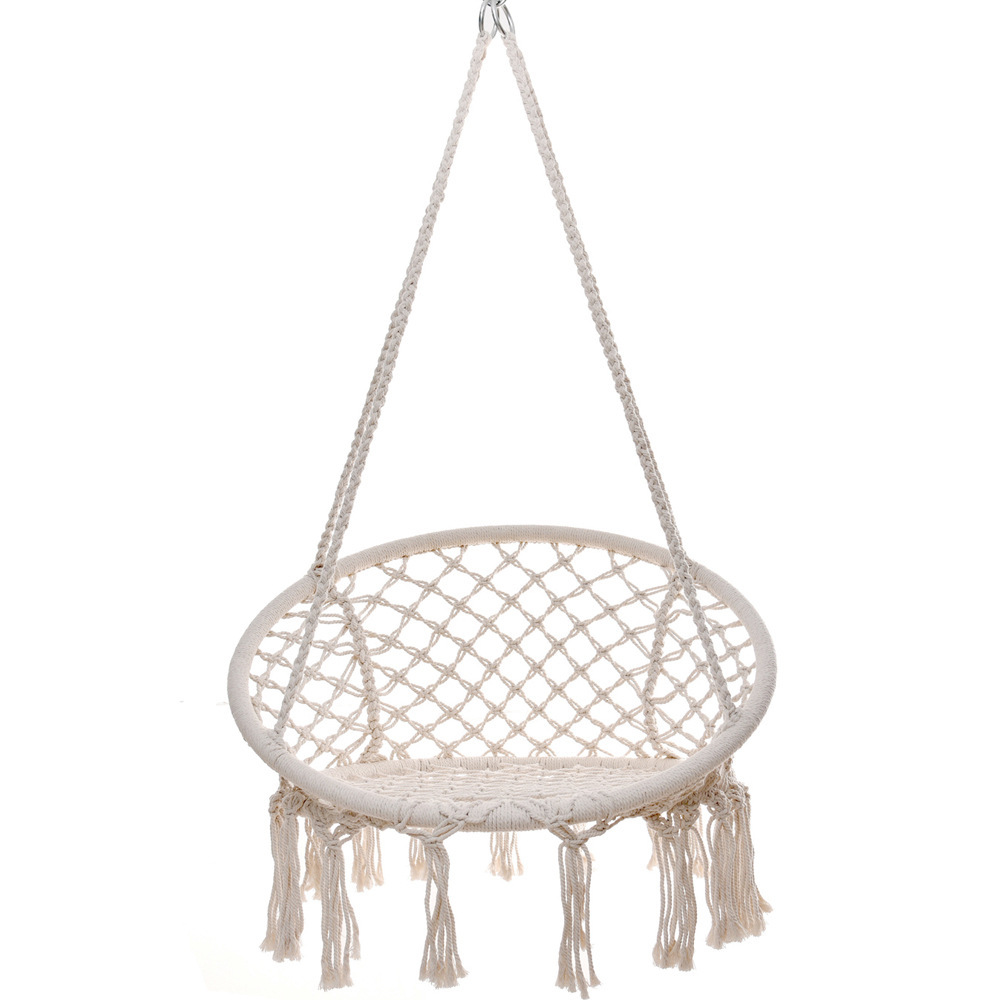 Yrins Internet celebrity tassel swing hanging chair home indoor cotton rope hanging basket rattan chair balcony Nordic style lazy cradle