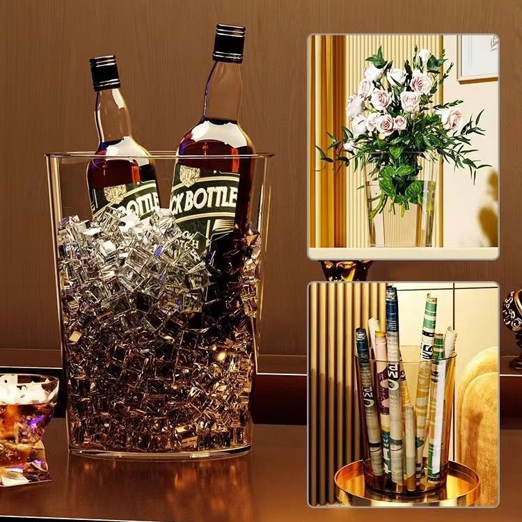 Light Luxury Transparent Large Trash Can Internet Celebrity Living Room Household Bathroom Toilet Kitchen Desktop Trash Can Wholesale