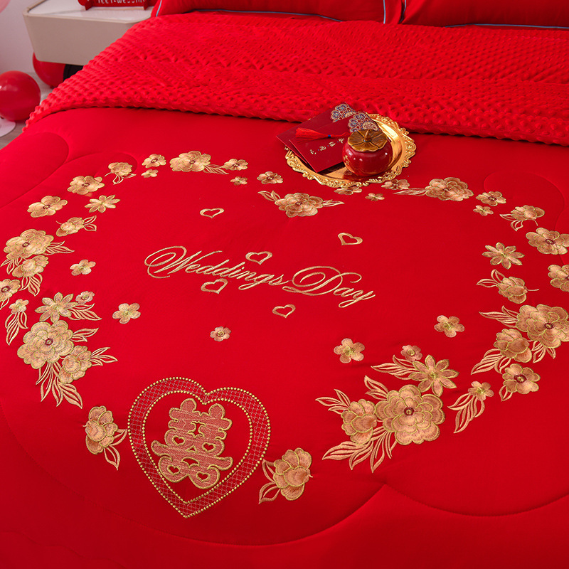 Summer Air Conditioning Thin Blanket Wedding Blanket Wedding Bed Newlywed Red Thickened Blanket Wedding Accompanying Blanket for Double