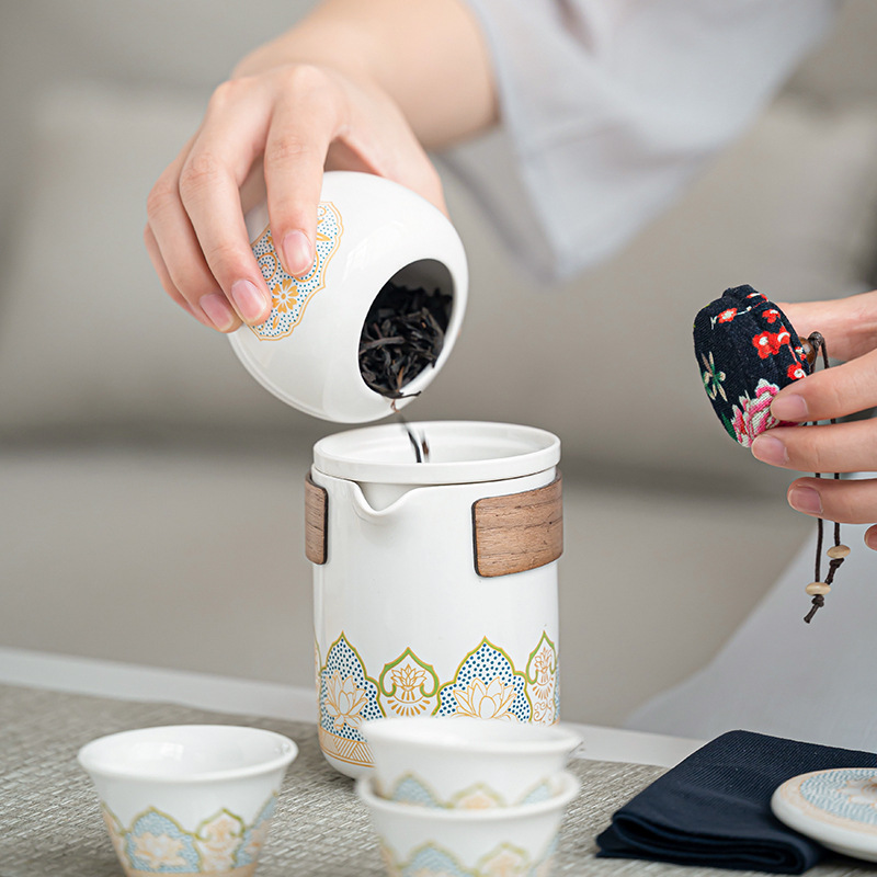 Travel tea set portable kung fu tea set suit outdoor teapot camping Express Cup company gift wholesale