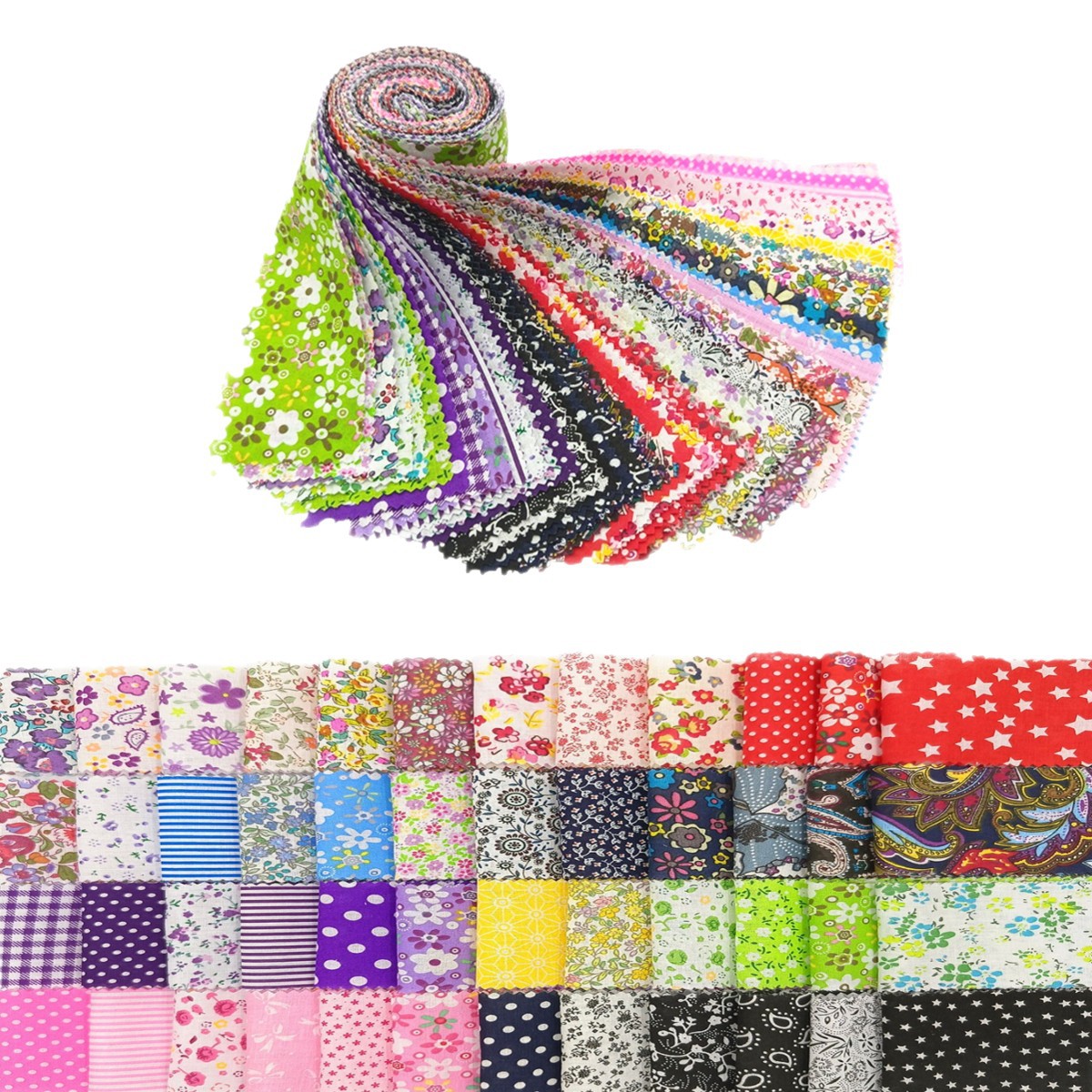 50 Pieces of Pure Cotton Fabric Floral Handmade DIY Fabric Beginner Patchwork Small Fabric Set Fabric Scraps