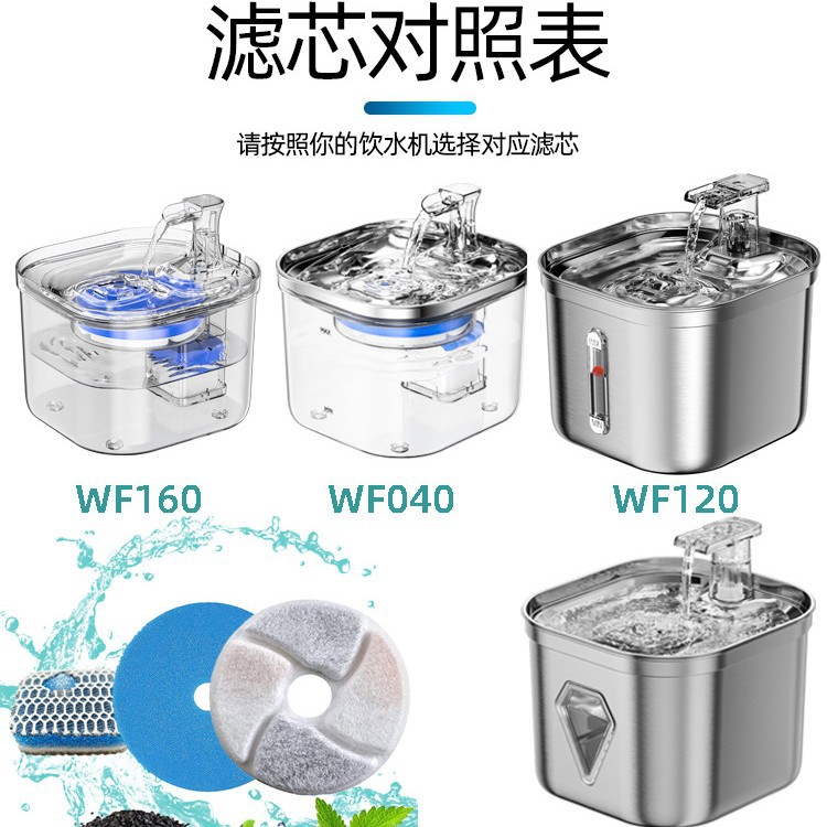 Pet water dispenser filter cotton activated carbon cat water dispenser filter resin purification water filter cotton core can be fixed