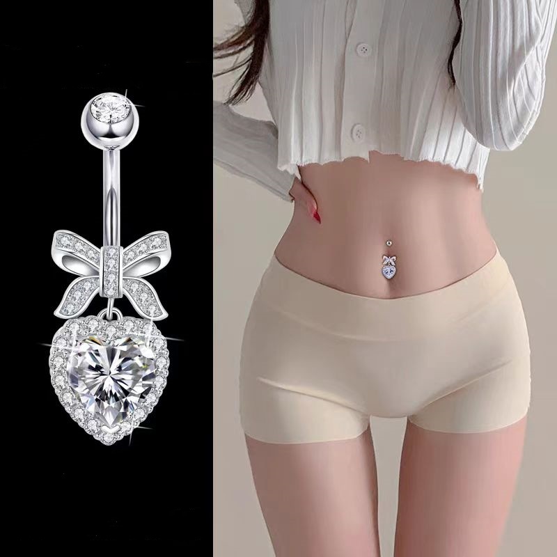 Cross-border new creative navel bow heart-shaped zircon body piercing jewelry