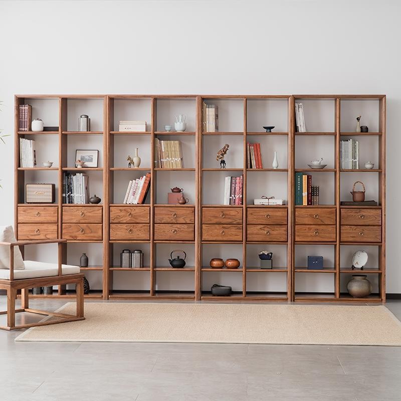 Книжный шкаф из массива дерева для гостиной, многоуровневый антикварный стеллаж