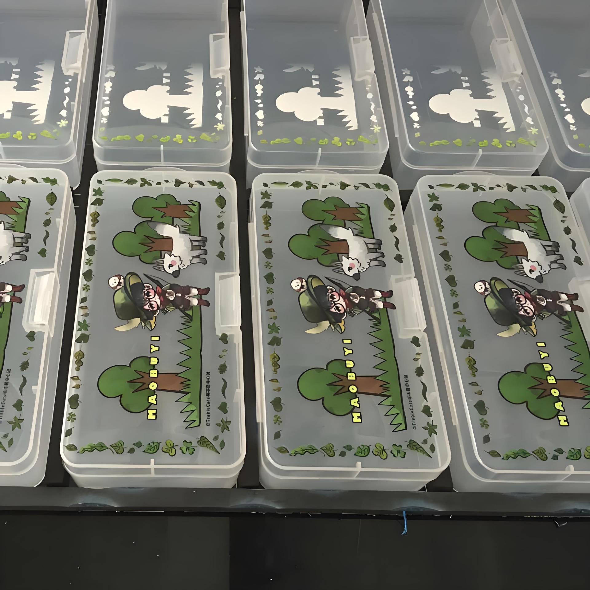 Plastic Stationery Box Uv Printing Pattern Pencil Case Digital Inkjet Processing Pp Packaging Box Pp Material Printing