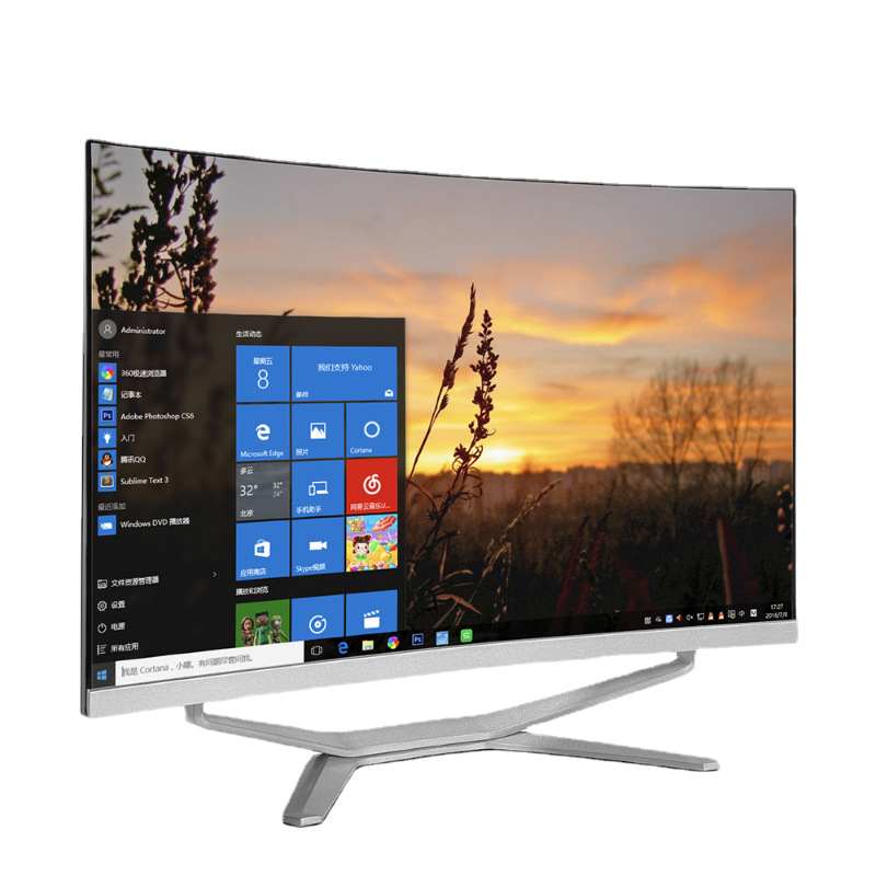 Business office computer all-in-one curved surface facing borderless 22 inch 24 inch HD Core desktop computer full set