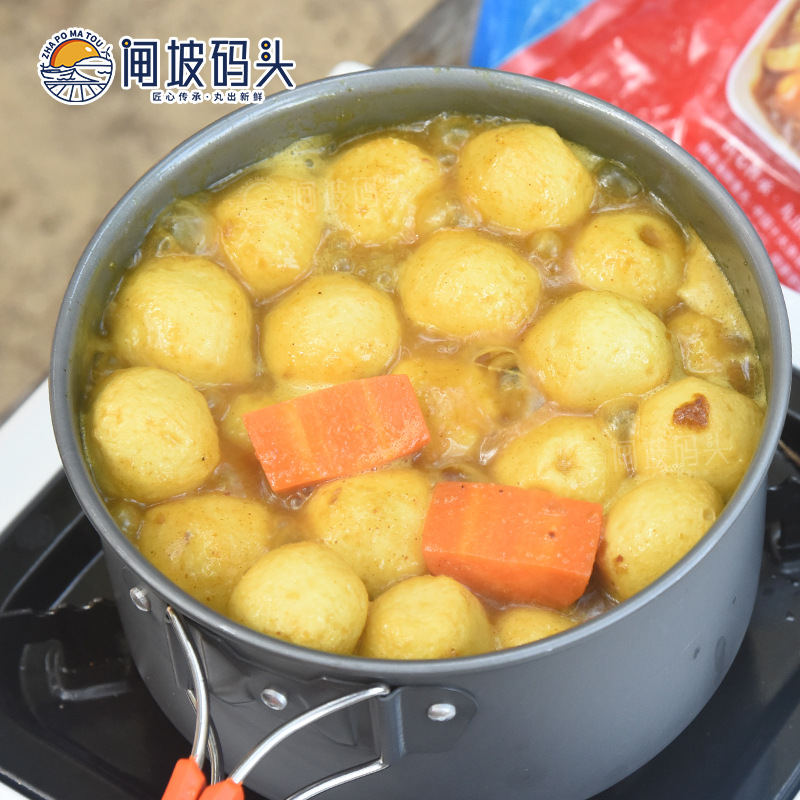 Zhapo Wharf Hong Kong style curry gold fish eggs 2500 g/bag fish Dan Fish balls Guandong boiled hot pot ingredients manufacturer