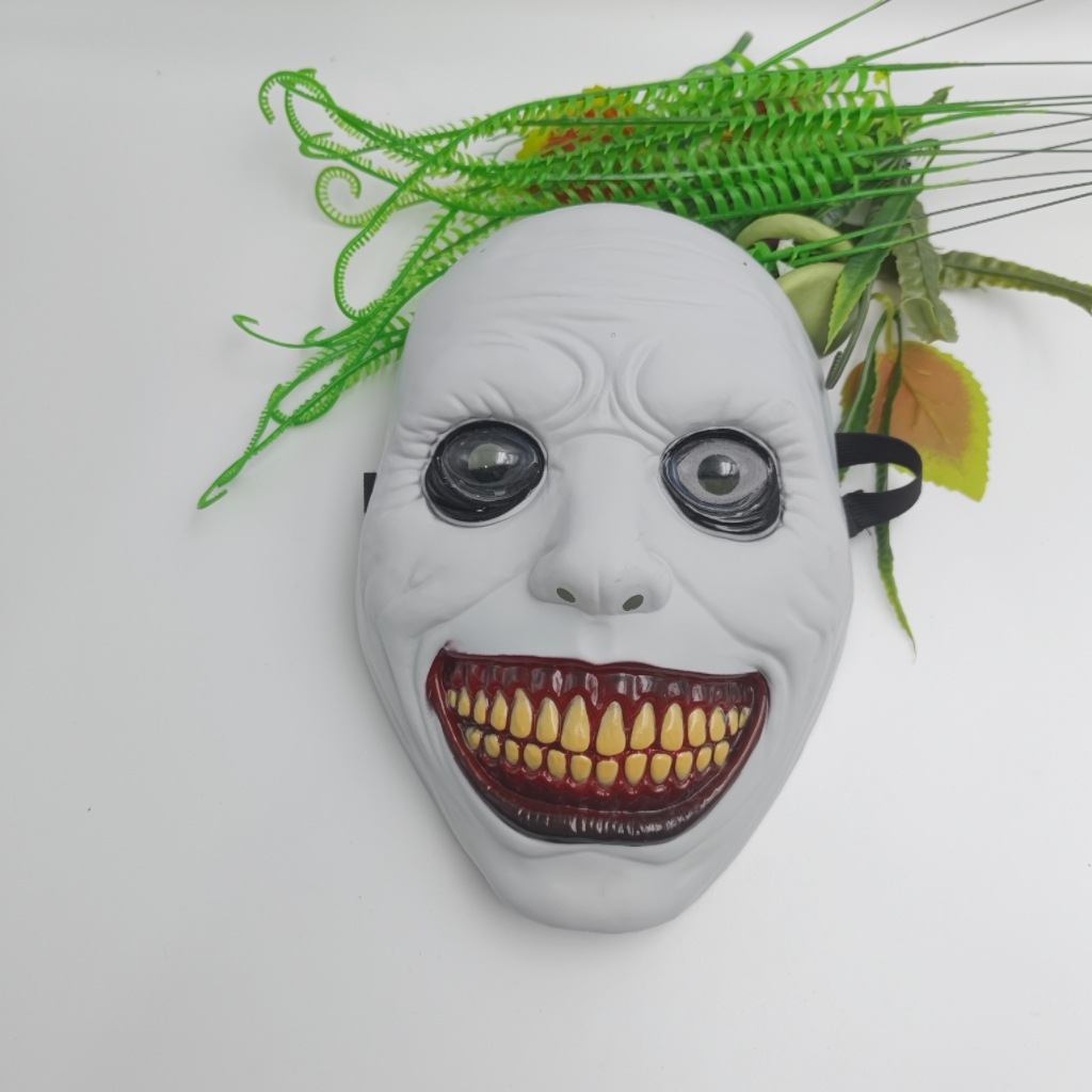Exorcist Mask Smiling White-Eyed Devil Headgear New Cross-Border Halloween Horror Plastic Mask Factory Direct Supply