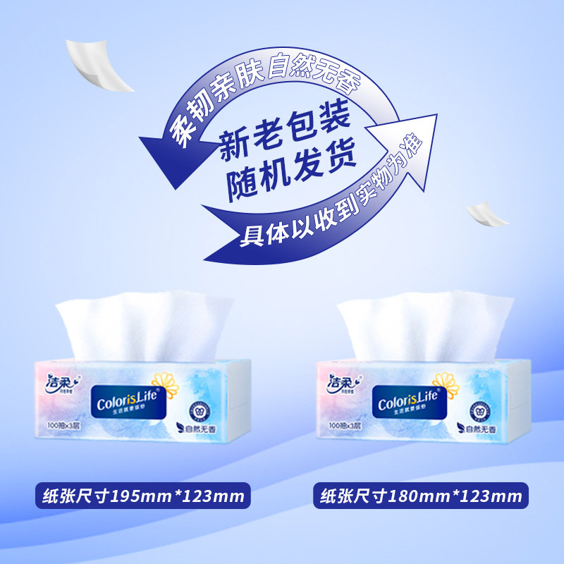 Jierou Colorful Unscented Tissue Paper 20 Packs Full Box of Napkins Wettable Paper Tissue 3 Layers 100 Tissue Facial Tissue Wholesale