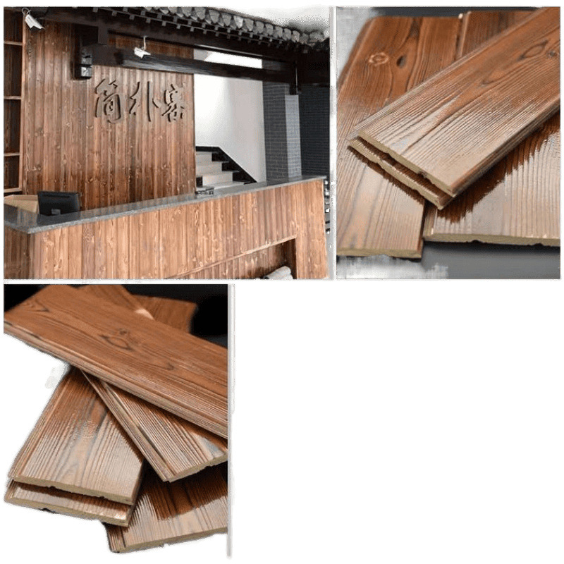 Anticorrosive Wood Board, Deep Carbonized Sauna Board, Paint-Free Buckle Board, Solid Wood Ceiling, Brushed Charcoal-Fired Storefront, Restaurant, B&B Hot