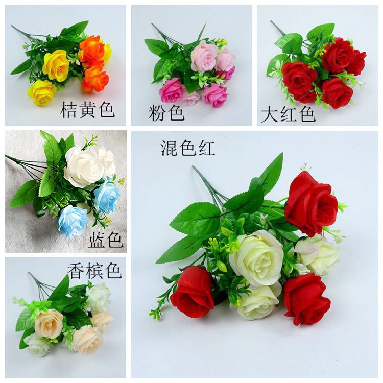 Factory Artificial Flower Wholesale Large Quantity Large Quantity Rose Living Room Home Decoration Silk Flower 6-Head Pomegranate Fake Flower Bouquet