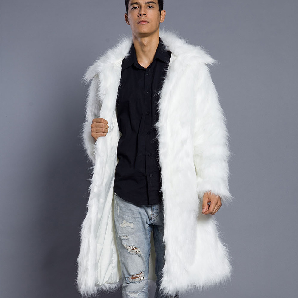 Cheng Juan T0794 Autumn and Winter New Men's Square Collar Faux Fur Long Coat Coat Men's European and American Foreign Trade Spot