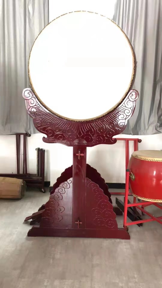 Large authentic cowhide drum temple vertical drum temple wind thunder drum imitation Taiwan drum curtain drum folk musical instruments