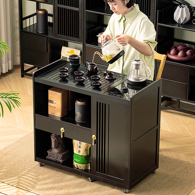 Movable New Chinese Tea Table Tea Table Household Balcony Tea Table Complete Set of Office Tea Cabinet Small Coffee Table