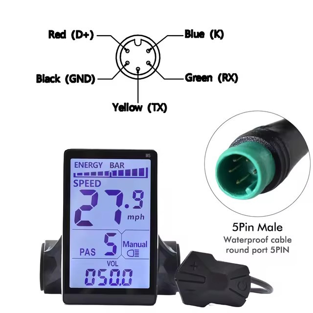 Cross-Border Mountain Bike Lithium Battery Modification Accessories Lcd-M5 Electric Scooter Smart Lcd Instrument/Waterproof Connection