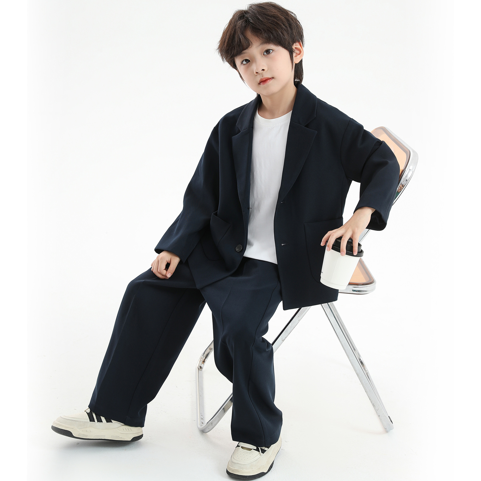 Модный детский костюм, повседневный стиль, весна и осень 2025, нарядный костюм для мальчиков
