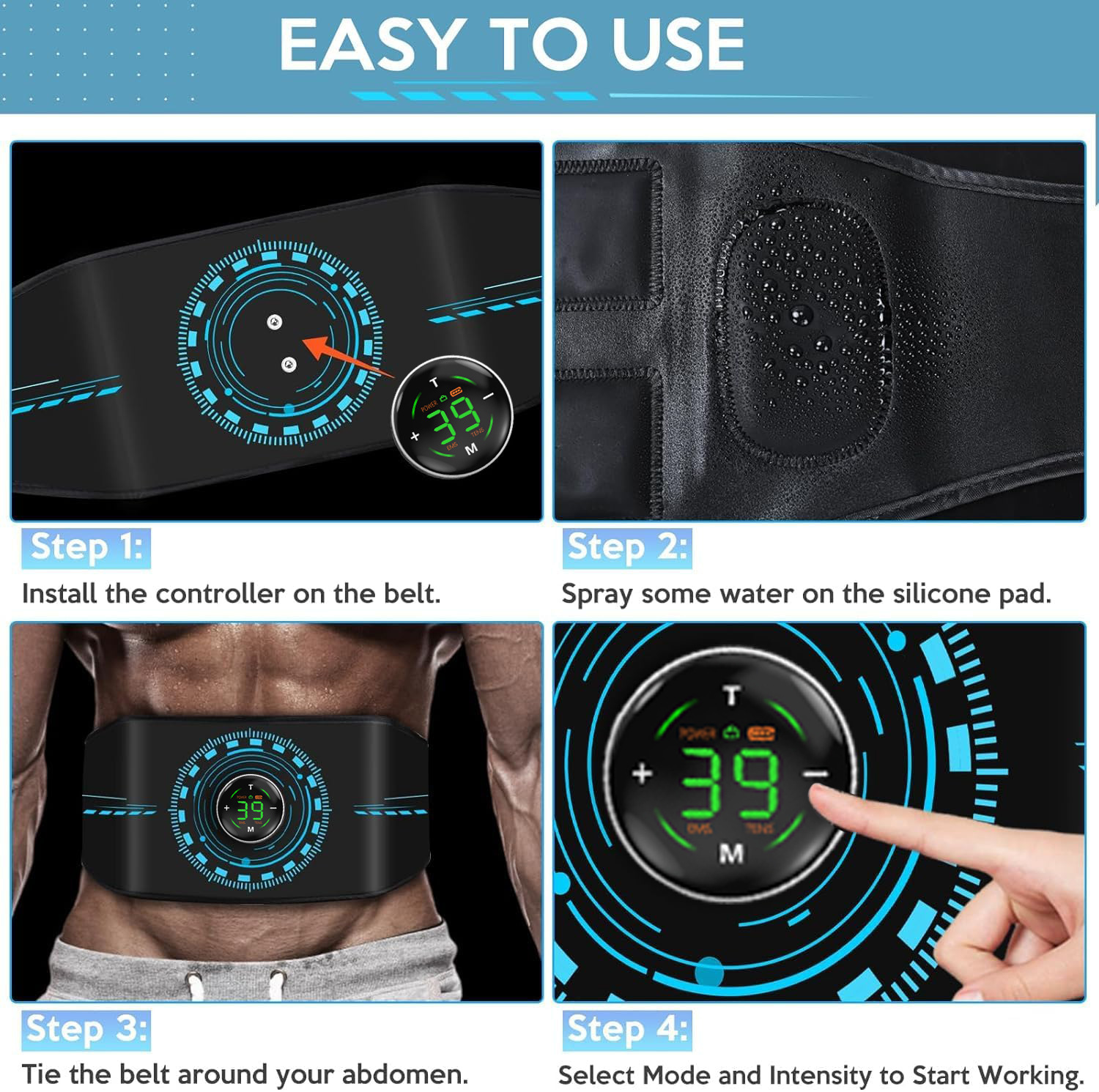 Cross-border intelligent touch screen charging host EMS abdominal fitness instrument home lazy fitness equipment abdominal muscle belt wholesale