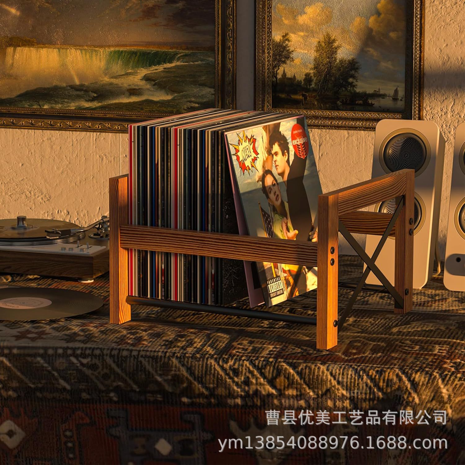 Iron Wood Combined Record Rack Desktop Storage Rack Vinyl Record Organizing Rack Creative Photo Album Cd Rack