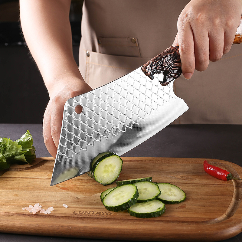 Fish scale pattern slicing knife characteristic faucet handle Longquan stainless steel kitchen knife sharp kitchen slice meat cutting knife