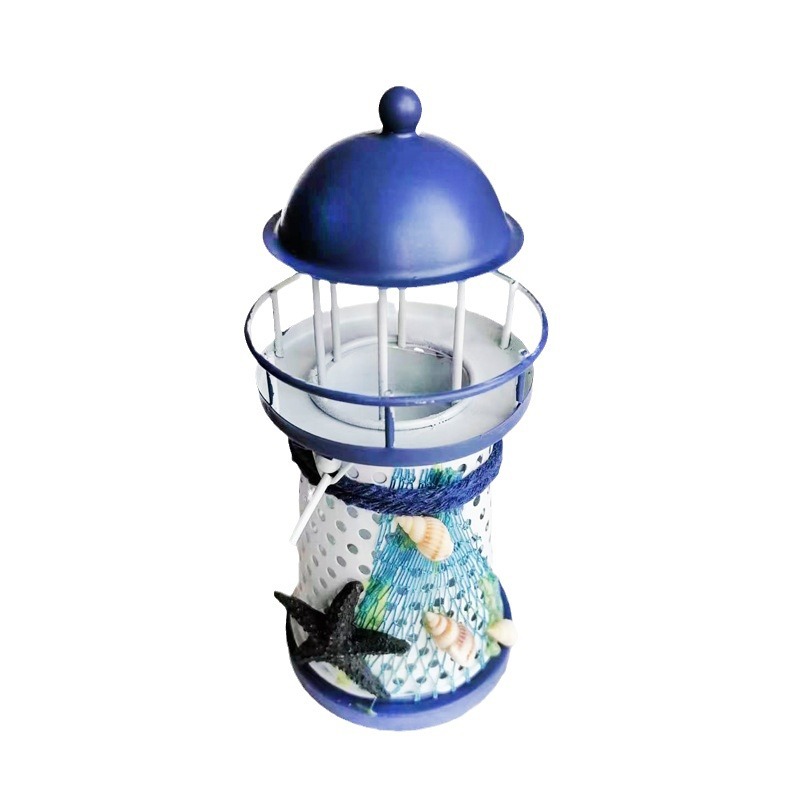 Iron Candlestick Lighthouse Mediterranean Romantic Ornaments Shooting Props Home Desktop Decoration Ornaments Ocean Lighthouse