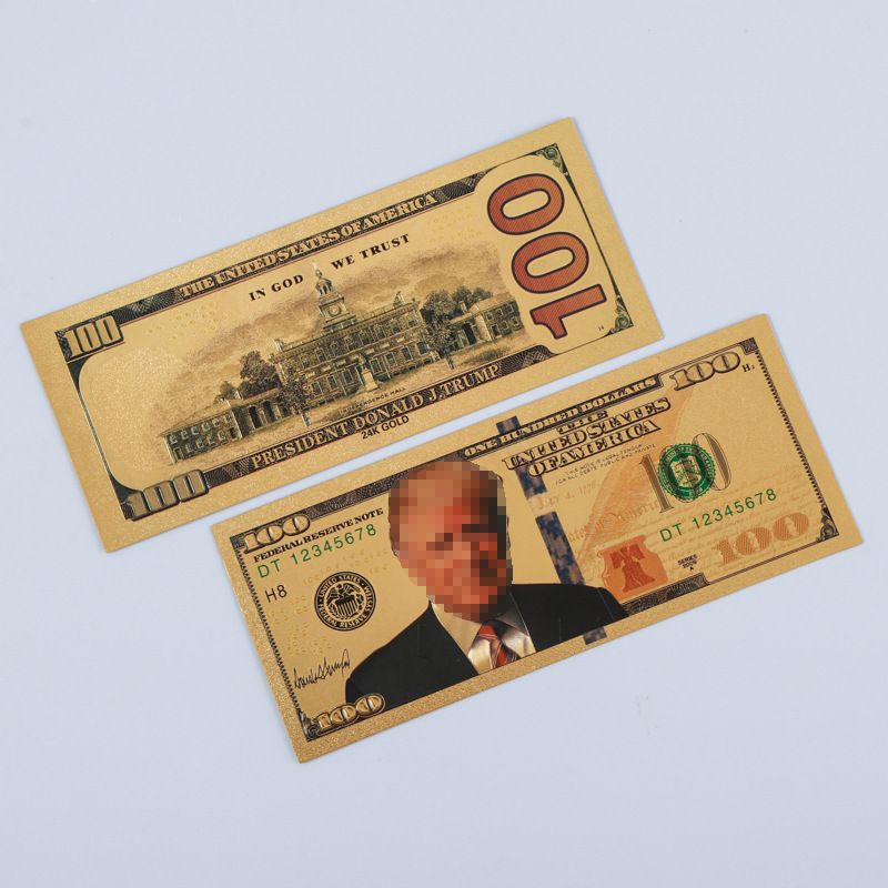 In-Stock 100 Gold Foil Pet Plastic Gold Foil Commemorative Coins Pet Plastic Gold Foil Commemorative Banknotes Collectible Coins Custom Craft