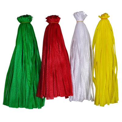 Ginger Mesh Bag Supermarket Packaging Fruit Mesh Bag Nylon Pp Wire Mesh Plastic Woven Mesh Bag Dense Eye with White Label