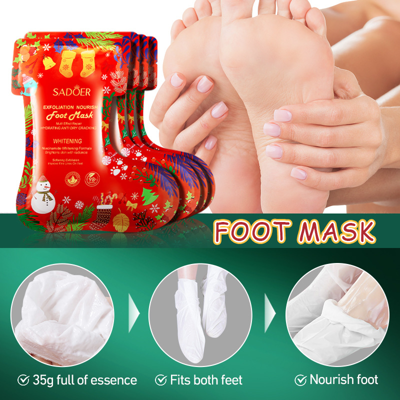 Full English Sadoer Christmas Niacinamide Nourishing, Tender and Exfoliating Foot Mask and Hand Mask Cross-Border Foreign Trade Wholesale