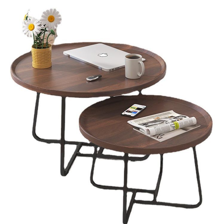 Factory Direct Sales Light Luxury Nordic Modern Coffee Table Living Room Round Sofa Side Table Corner Table Creative Solid Wood Small Tea Table