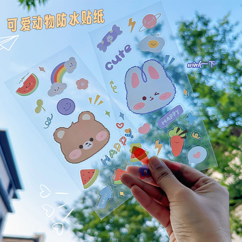 Мультяшные прозрачные стикеры для журналов, водонепроницаемые
