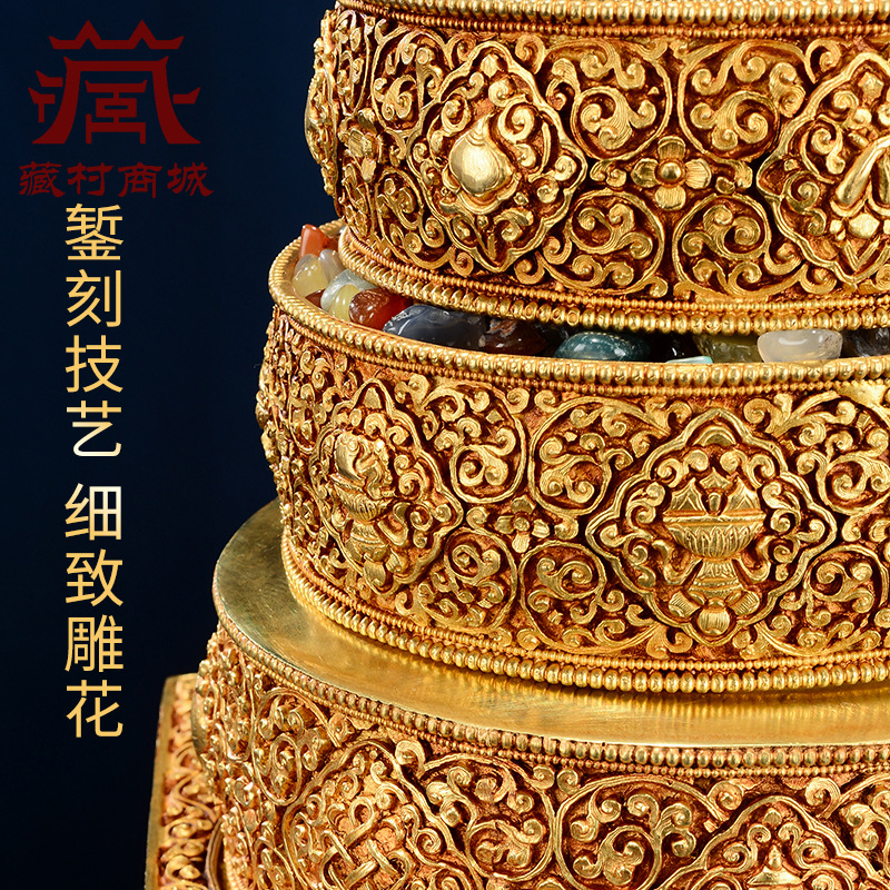 Bronze gilt carved Manza plate engraved Nepalese handicraft Manda plate ornaments Xizang home Mancha Luo Xiu plate