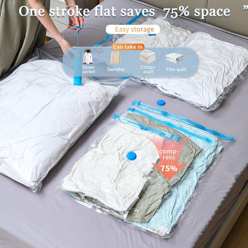Cross-border transparent vacuum compression bag seasonal clothes storage bag clothes quilt storage bag hand roll thick explosion-proof