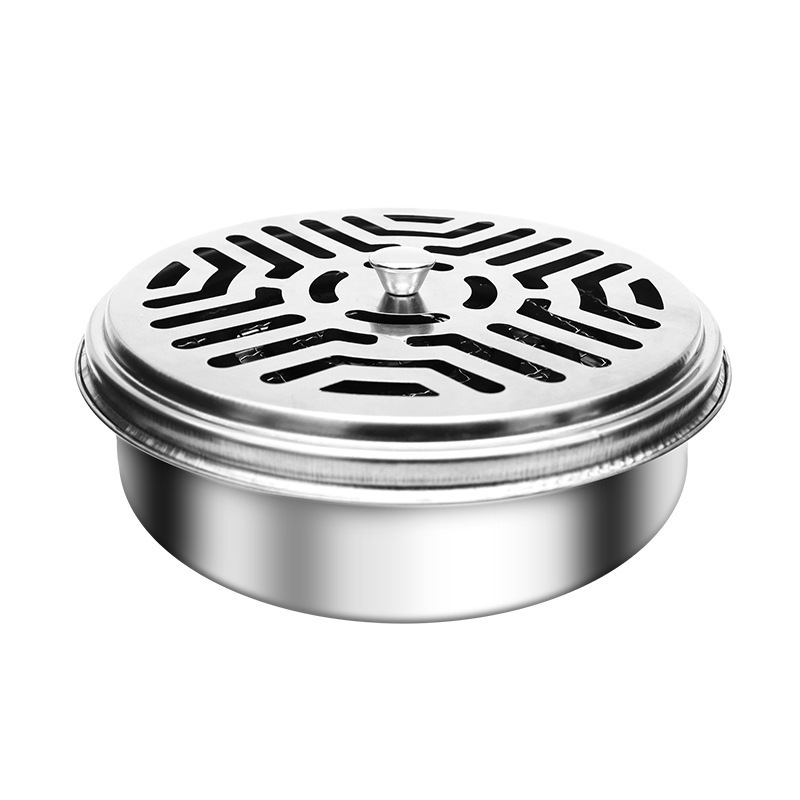 Stainless Steel Mosquito Incense Plate Ear Clip Outdoor Fireproof Household Portable Mosquito Incense Rack with Lid Ash and Iron Mosquito Incense Box