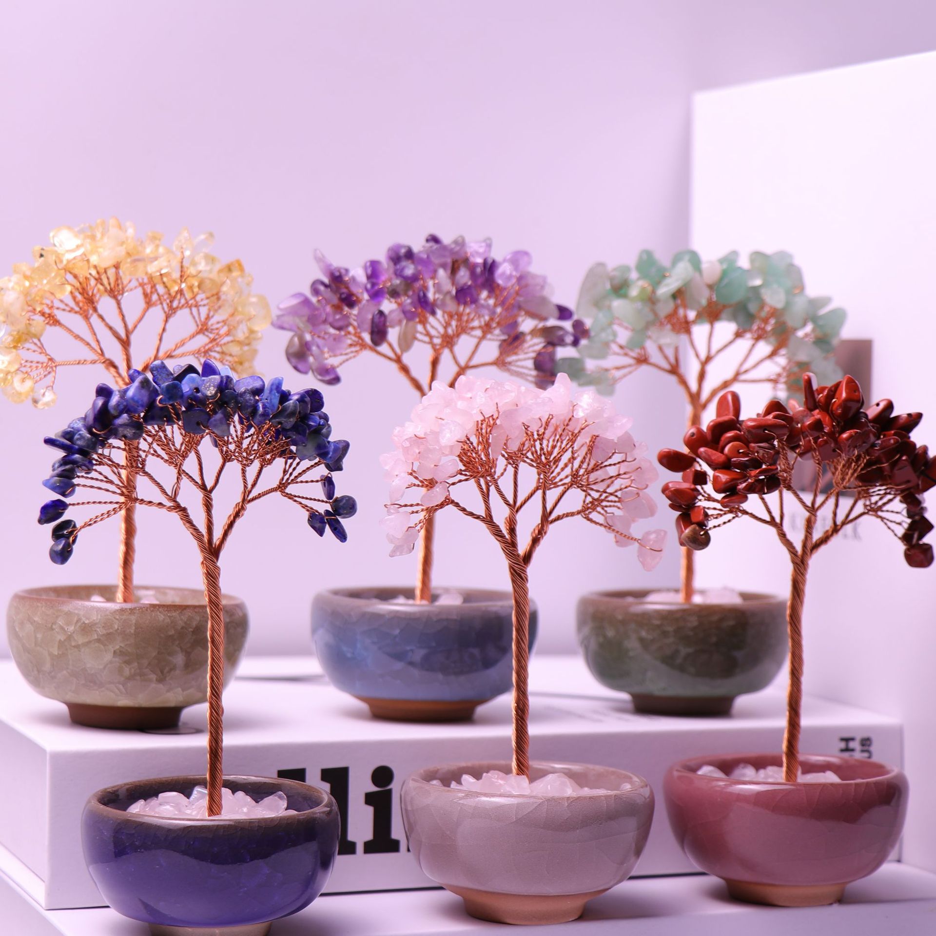 Cross-border Hot Sale Tea Cup Natural Crystal Tree Ornaments Desktop Ornaments Lucky Crystal Tree Potted Crystal Tree Desktop Ornaments